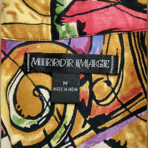 Mirror Image Lightweight Music Motif Abstract Jacket 3/4 Sleeve Size M - Picture 6 of 8